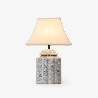 Floral Bird Jar Table Lamp-Neutral Decor