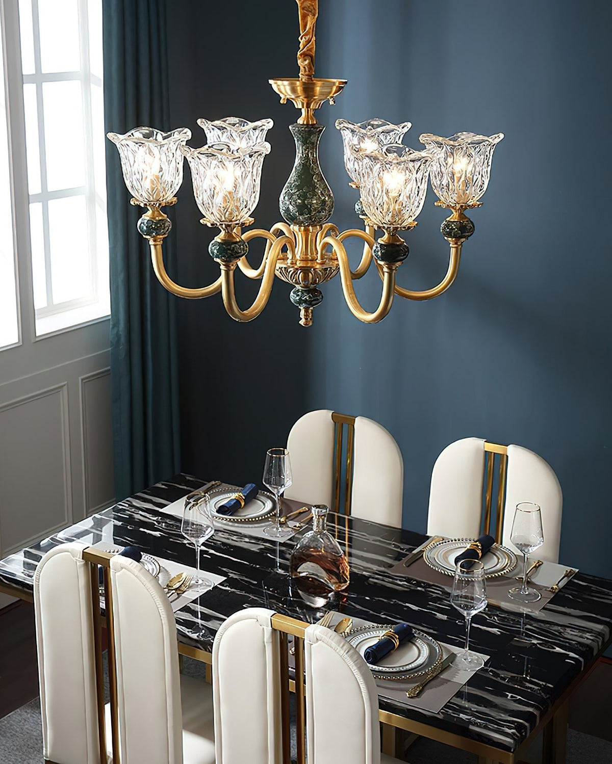 Dieppe Chandelier with 6 lights.