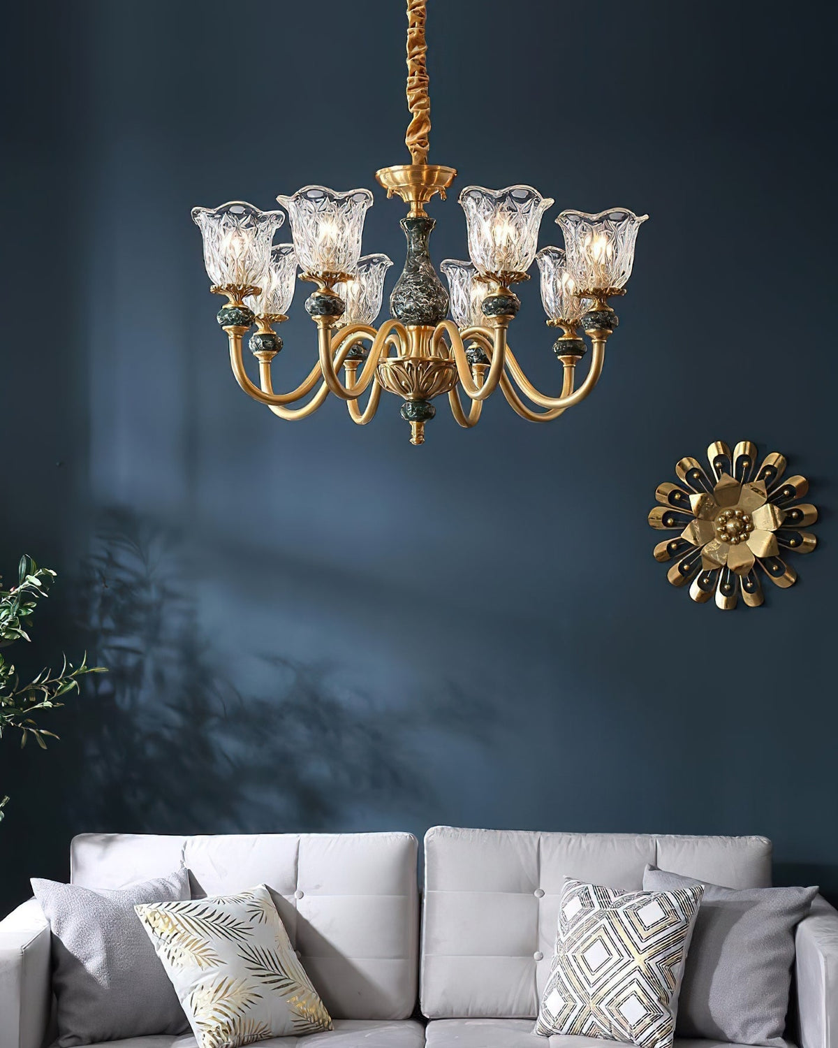 Dieppe Chandelier with 8 lights.