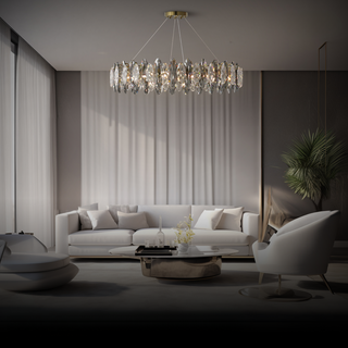 Kristy Design LED Lustre Verre/Métal Cristaux Dorés Salon/Chambre à Coucher
