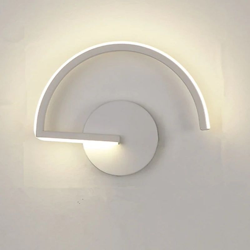 Arisha Applique Murale Semi-Circulaire Linéaire Minimaliste, Métal, Noir/Blanc, Bureau