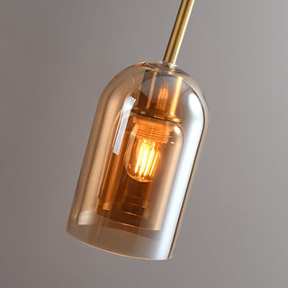 Arisha Plafonnier Cylindre Moderne, Cuivre/Verre, Cognac/Gris Fumé, Salon