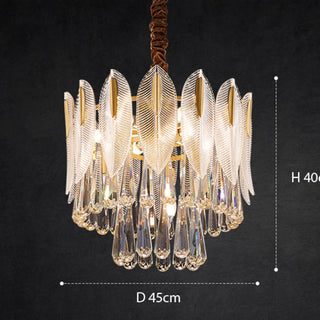 Kristy Lustre Plume Cristal, Métal/Cristal, Doré, Salon