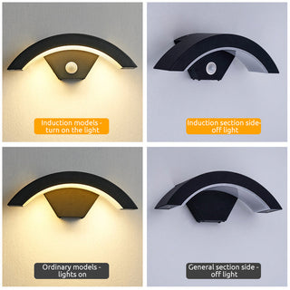 Lazen Applique Murale Capteur étanche Arc Modern Noir. Extérieur-Luire