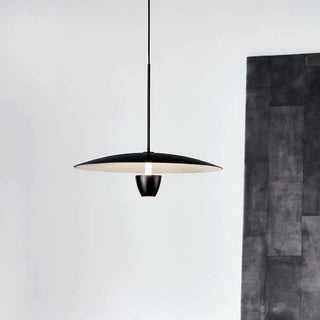Arisha Suspension Ronde LED Minimaliste, Métal, Noir, Salon