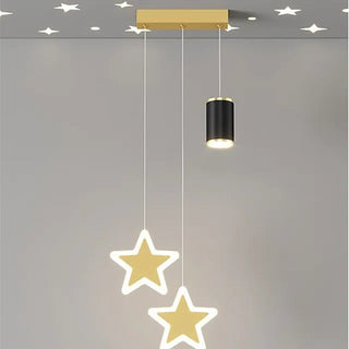 Arisha Luminaires Suspension à Projection de Lune étoile Or/Noir Métal Chambre à coucher/Bar