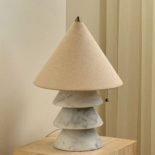 Pyramid Retro Marble Table Lamp-Neutral Decor