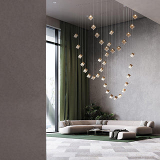 Cubic Luster Cascade Chandelier-Neutral Decor
