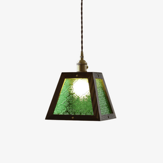 Green Patterned Glass Pendant Light-Neutral Decor