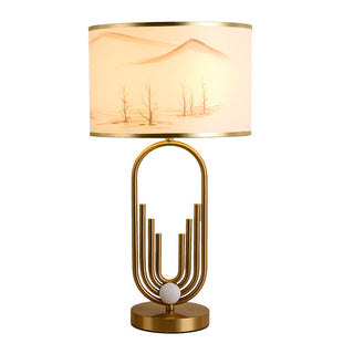 Mira Lampe de Table/Lampadaire Paysage Moderne, Métal/Tissu, Or, Salon