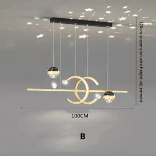 Arisha Suspension Linéaire Moderne Noir/Doré, Salon