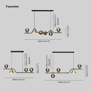 Ray Moderne LED Suspension Noir/Or Verre Salon/Chambre à Coucher