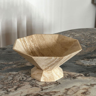 Facet Pedestal Bowl Storage Tray-Neutral Decor