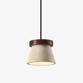 Travertine Cone Ring Pendant Light-Neutral Decor