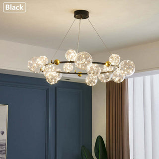 Valentina Suspension Boule Moderne, Métal/Verre, Doré/Noir, Salon