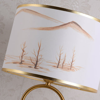 Mira Lampe de Table/Lampadaire Paysage Moderne, Métal/Tissu, Or, Salon