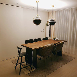 Arisha Luminaires Suspension LED Anneau Rétro Métal Chrome/Or Salon