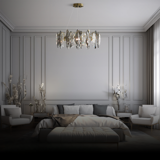 Kristy Design LED Lustre Verre/Métal Cristaux Dorés Salon/Chambre à Coucher