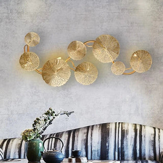 Arisha Applique Murale Ronde Moderne, Métal, Or, Salle/Bureau