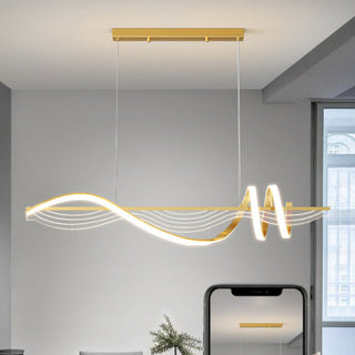 Arisha Style Géométrique Contemporain Linéaire Métal Suspension Blanc/Noir