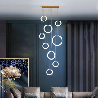 Valentina Luminaires Suspension LED Anneau Simple, Métal, Or, Salon