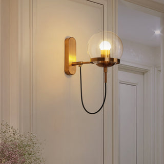 Silva Applique Murale à Ampoule LED Globe Rétro, Métal, Noir/Bronze, Salon