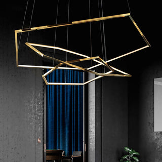 Ray Suspension Géométrique Contemporain, Métal, Doré, Salon/Chambre à Coucher