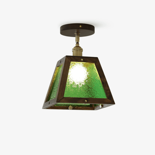 Green Patterned Glass Ceiling Light-Neutral Decor