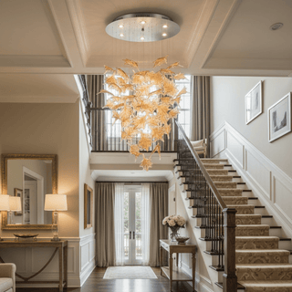 Multicolor Crystal Maple Leaf Chandelier-Neutral Decor