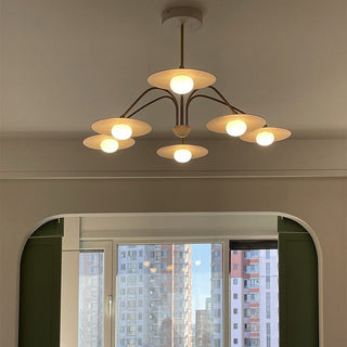 Arisha Suspension Fleur Art Déco,  Métal/Verre, Blanc, Salon