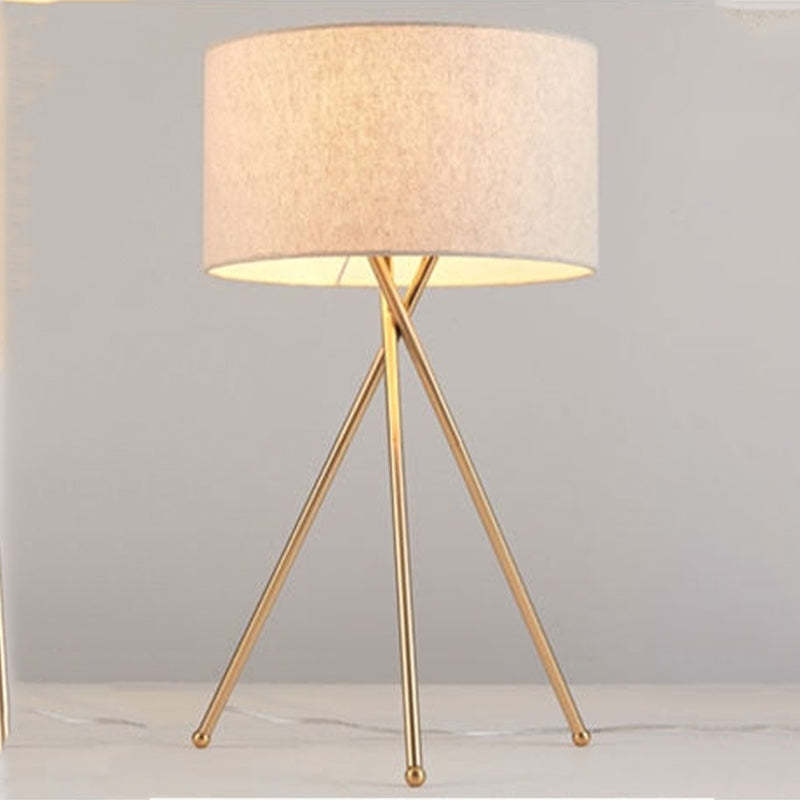 Mira Lampadaire/Lampe de Table Cylindre Moderne, Métal/Tissu, Blanc, Salon