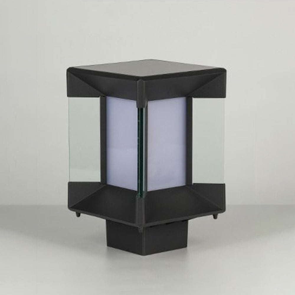 Ray Lampe de Poteau Rectangulaire Moderne, Métal/Verre, Noir/Or, Balcon