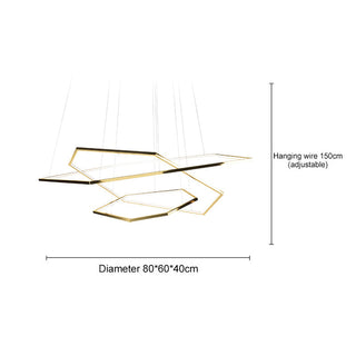 Ray Suspension Géométrique Contemporain, Métal, Doré, Salon/Chambre à Coucher