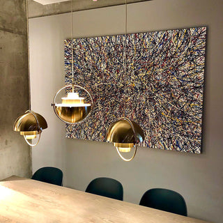 Arisha Luminaires Suspension LED Anneau Rétro Métal Chrome/Or Salon