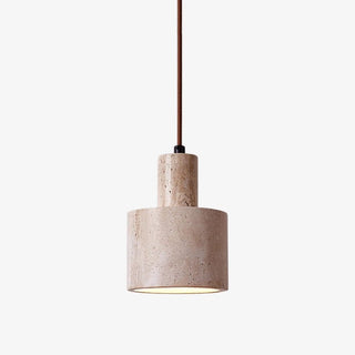 Cylindrical Travertine Pendant Lamp-Neutral Decor