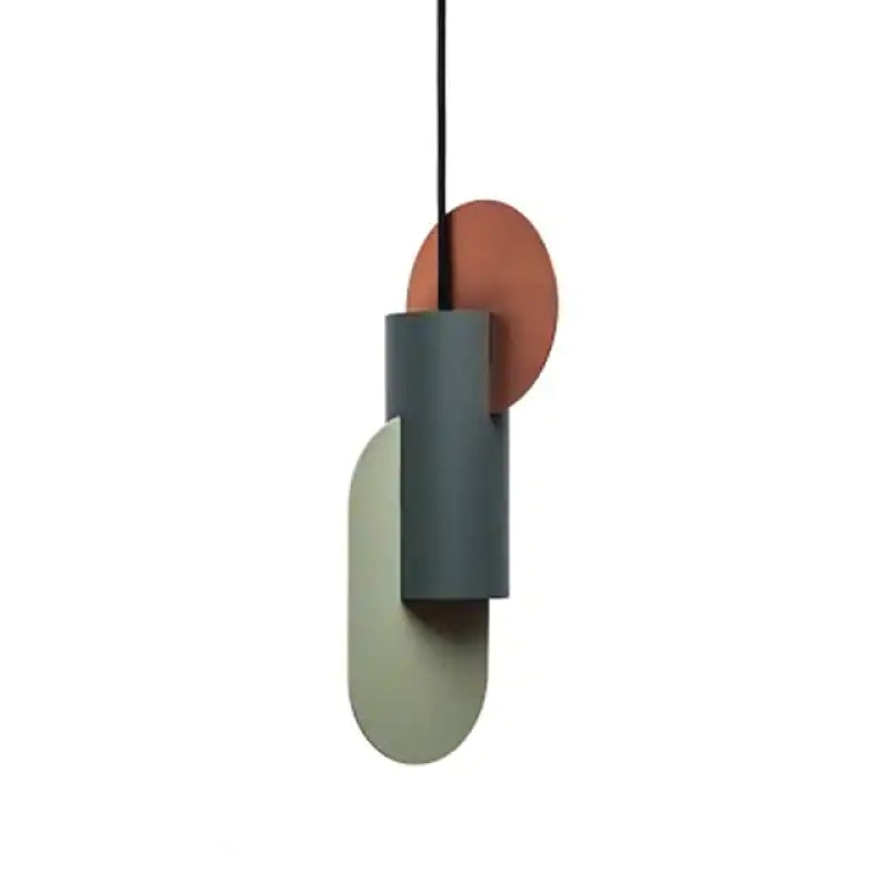 Valentina Lustre Rond/Cylindre Moderne, Métal, Vert/Brun, Chambre à Coucher