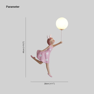 Aria Applique Murale Moderne en Forme de Ballon et de Fille, PV, Rose, Chambre à coucher