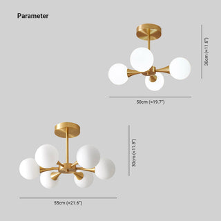 Valentina Suspension Boule Moderne, Laiton/Verre, Blanc/Claire, Salon