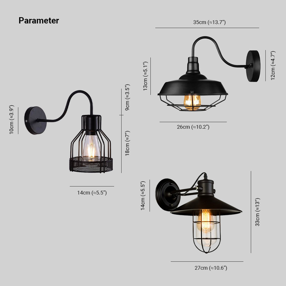 Silva Applique Murale Landerne Vintage, 3 Style, Métal/Verre, Noir, Cour