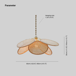 Ritta Suspension Petale Naturelle, Metal/Rotin, Bois, Chambre à Coucher