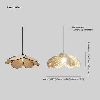 Ritta Suspension Fleur Moderne, Métal/Rotin, Noir/Blanc, Salon