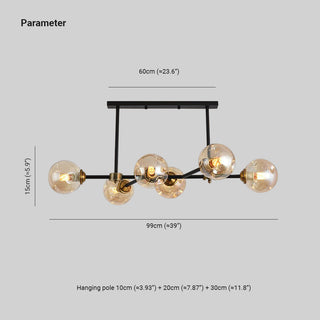 Valentina Moderne LED Suspension Noir Métal Verre Salon Chambre à Coucher