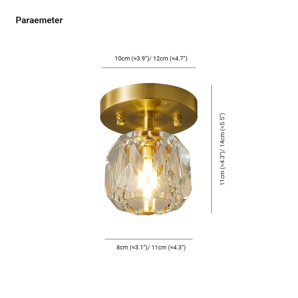 Kristy Plafonnier Diamant Cristal, Métal/Cristal, Doré, Salon