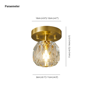 Kristy Plafonnier Diamant Cristal, Métal/Cristal, Doré, Salon