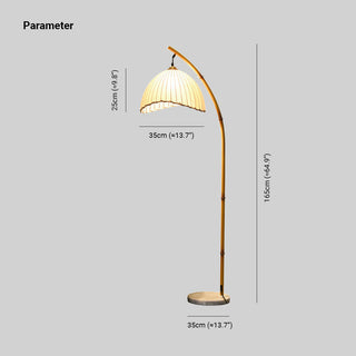 Muto Lampadaire Bambou Simple, Métal/Tissu, Blanc, Salon