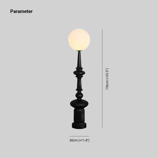 Mira Design Intérieur Lampadaire Colonne Vintage Résine/Verre Noir Salon/Chambre