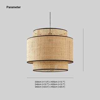 Ritta Suspension Cylindre Naturelle, Metal/Rotin, Bois, Salon