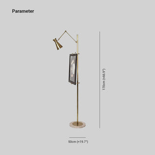 Arisha Design Lampadaire Chevalet Moderne Métal/Verre Laiton Salon/Chambre