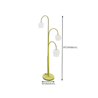 Arisha Lampadaire Fleur/Multi Art Deco, Métal/Verre, Blanc, Salon