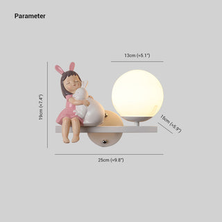 Aria Applique Murale Boule Moderne, Métal/Verre, Rose/Blanc, Chambre d'enfants